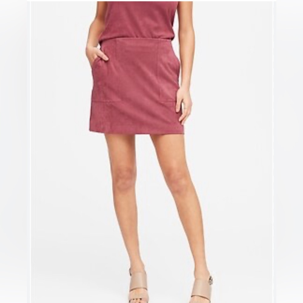 NWT Banana Republic Women's Sz 8 Rose Pink Faux Suede Mini Skirt $124 retail